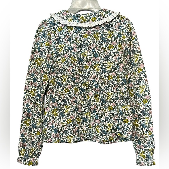 Mini Boden Ditsy Floral Long Sleeve Top Multi Color Size 10-11Y Lace Pan Collar - Picture 2 of 7